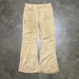 Vintage 70s Maverick Tan Buttonfly Bell Bottom Pants 31x29